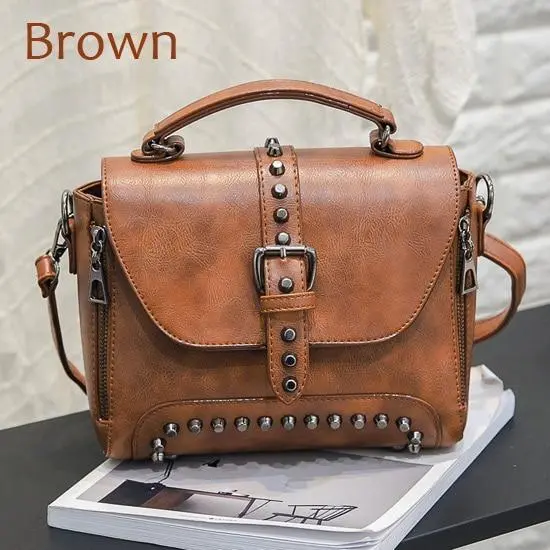 Women Vintage Leather Crossbody Handbags Brown - Shop at LoveMi