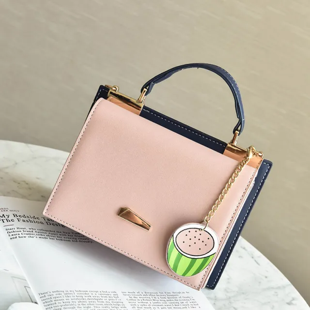 PU Bag Simple Watermelon Hanger Handbag Recreational Double Side Single Shoulder Slant Bag Pink - Shop at LoveMi