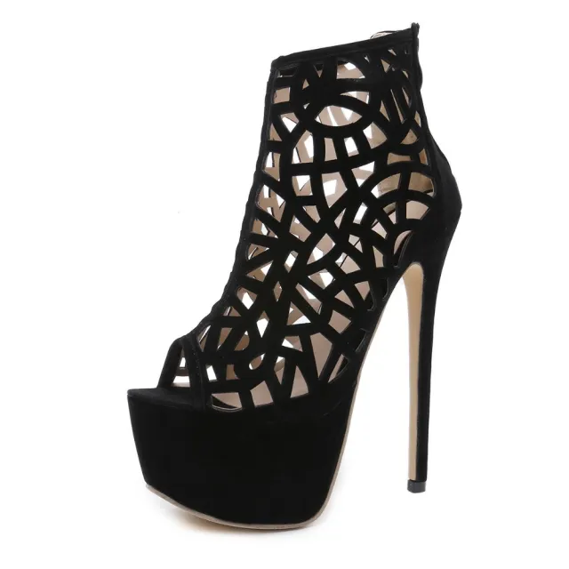 New stiletto super high heel platform sandals breathable sandals women Europe and America 40 yards fashion shoes Black - Shop at LoveMi