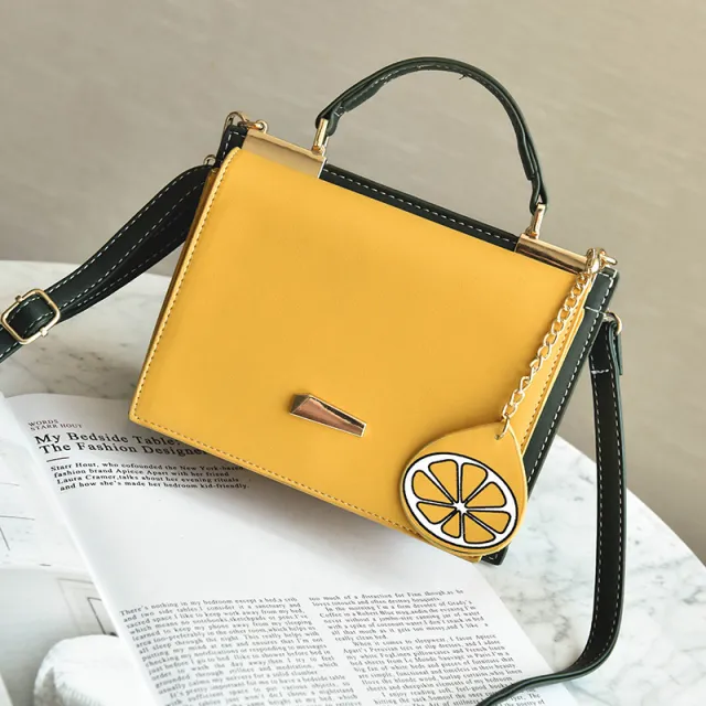 PU Bag Simple Watermelon Hanger Handbag Recreational Double Side Single Shoulder Slant Bag Yellow - Shop at LoveMi