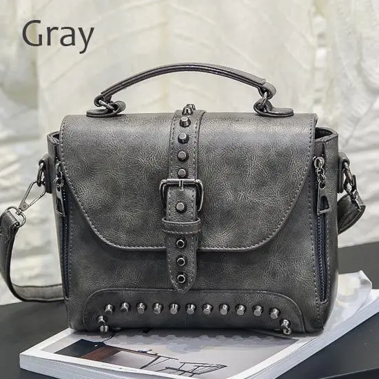 Women Vintage Leather Crossbody Handbags Gray - Shop at LoveMi