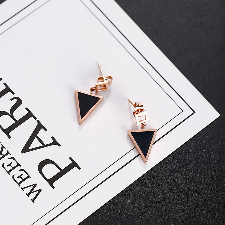 Titanium steel color gold triangle earrings earrings female simple temperament fashion wild earrings