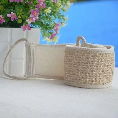 Pure natural cotton and linen long strip pull back bath towel Strong exfoliating massage back bathing strip Color - Shop at LoveMi