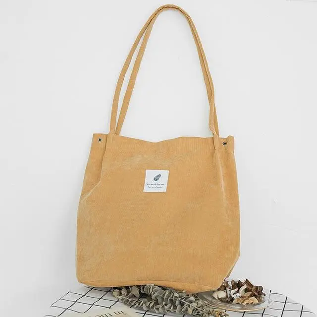 Women's Shopping Bag Large Ladies Canvas Shoulder Bags Tote Shopper Eco Reusable Bag Cotton Cloth Handbag For Women Yellow - Shop at LoveMi