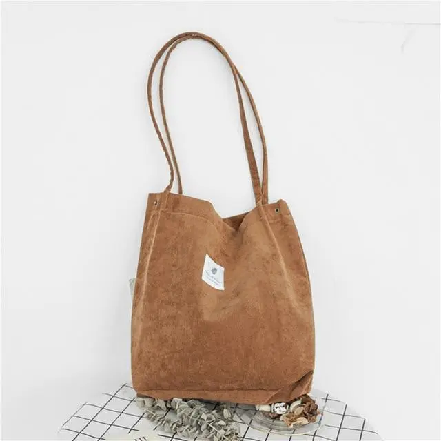 Women's Shopping Bag Large Ladies Canvas Shoulder Bags Tote Shopper Eco Reusable Bag Cotton Cloth Handbag For Women Brown - Shop at LoveMi