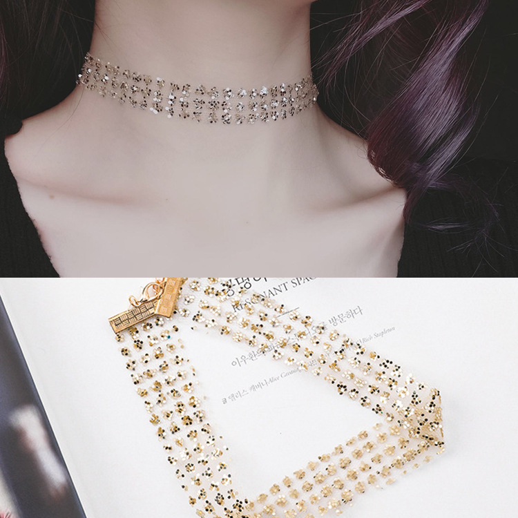 Super  Net Yarn Sequins Necklace Simple Wild Necklace Clavicle Chain