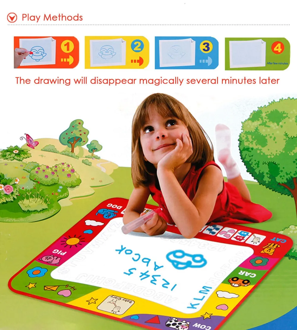 80 x 60cm Baby Kids Add Water with Magic Pen Doodle Painting Picture Water Drawing Play Mat in Drawing Toys Board Gift Christmas – image 3