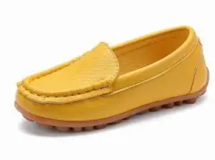 Leather Slip-On Loafers - Yellow - View 1