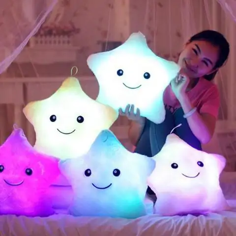 34CM Unique Toy Luminous Pillow Vivid Star Design LED