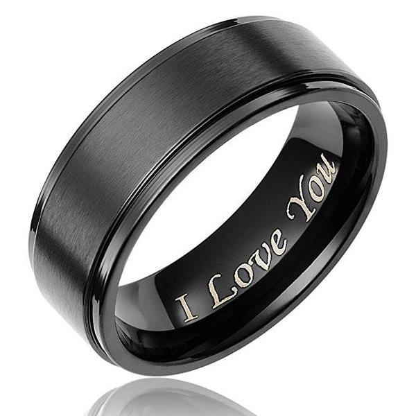 I love you couple ring titanium steel ring