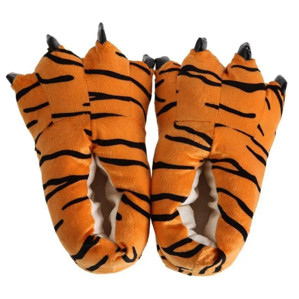Winter Soft Warm Dinosaur Paw Funny Slippers for Men Women Kids Parent-child Home House Slipper Shoes Room Cotton Shoes - Tigger-Adult L