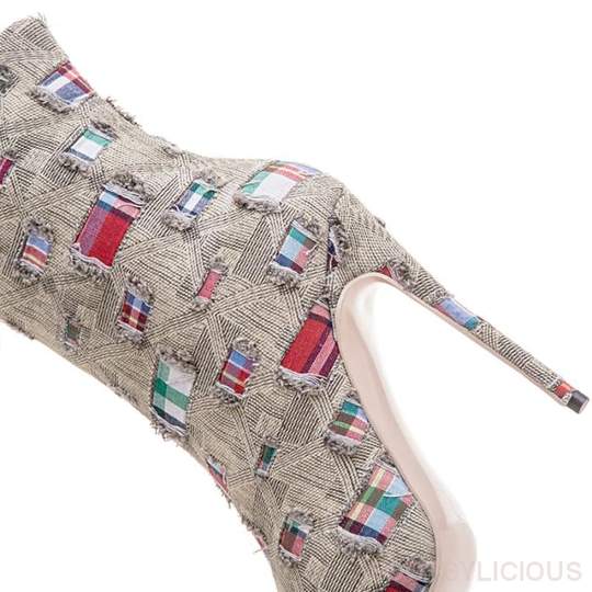 European and American fashion new boots high heel denim large size women's boots