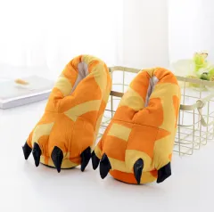 Winter Soft Warm Dinosaur Paw Funny Slippers for Men Women Kids Parent-child Home House Slipper Shoes Room Cotton Shoes - Giraffe-Adult S - View 1