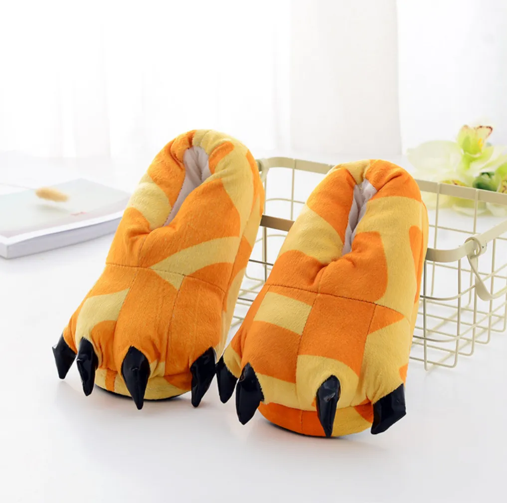 Winter Soft Warm Dinosaur Paw Funny Slippers for Men Women Kids Parent-child Home House Slipper Shoes Room Cotton Shoes - Giraffe-Adult S