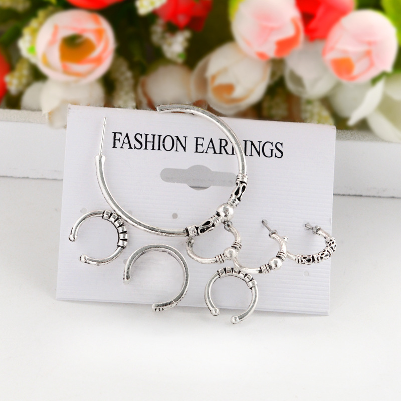 Bohemian retro size C-shaped earrings seven-piece earrings alloy