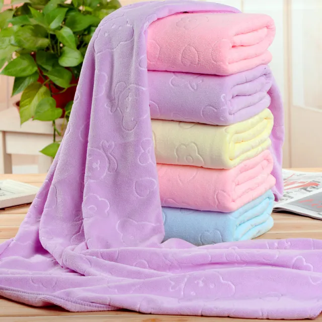 cartoon bear child big bath towel absorbent towel microfiber bath towel beach towel Light Purple - Shop at LoveMi