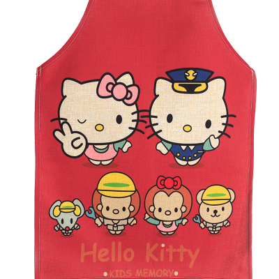 Cartoon anime cute cat cotton and linen kitchen bathroom anti-fouling and oil-proof parent-child apron gown