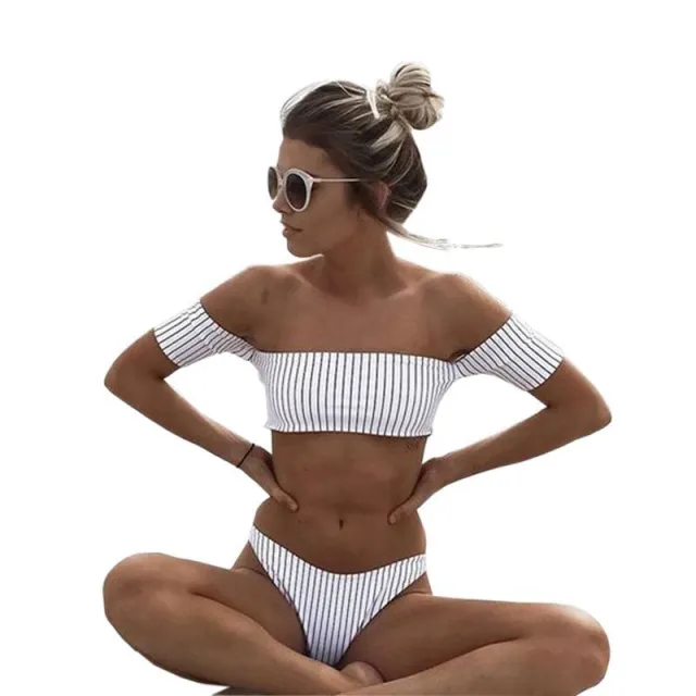 Striped one shoulder bikini split ladies sexy swimsuit Picture Color L - Shop at LoveMi