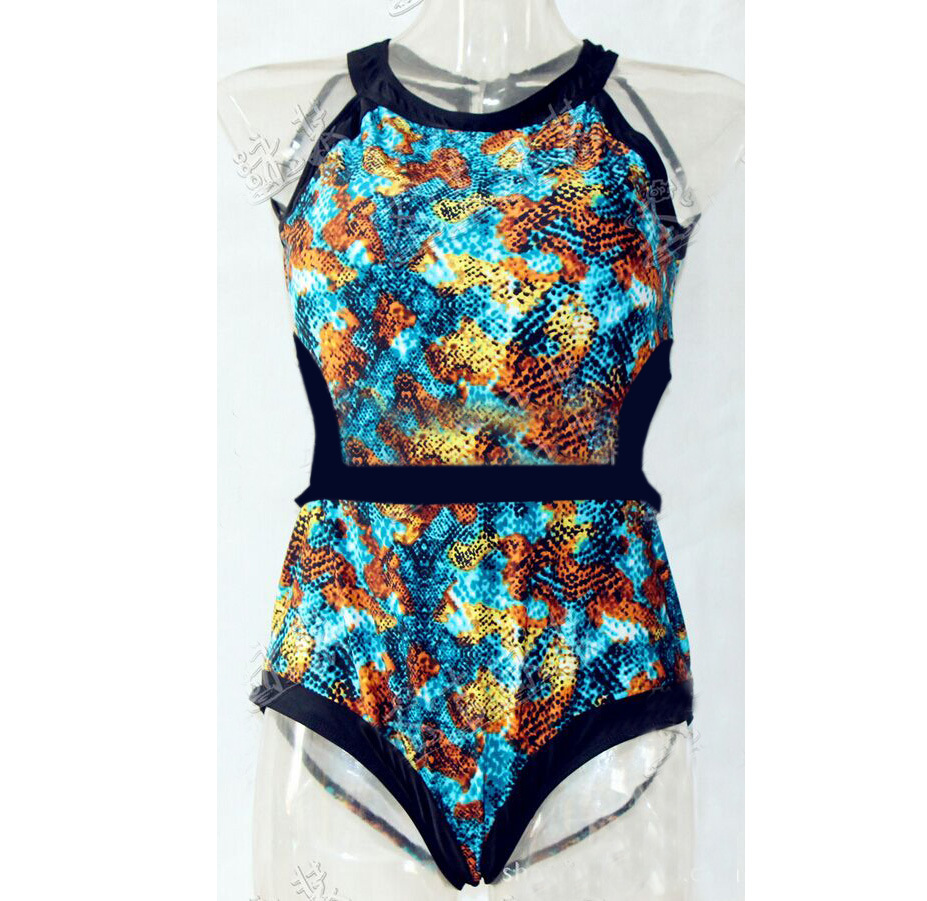 Conjoined European and American ladies triangle print swimsuit