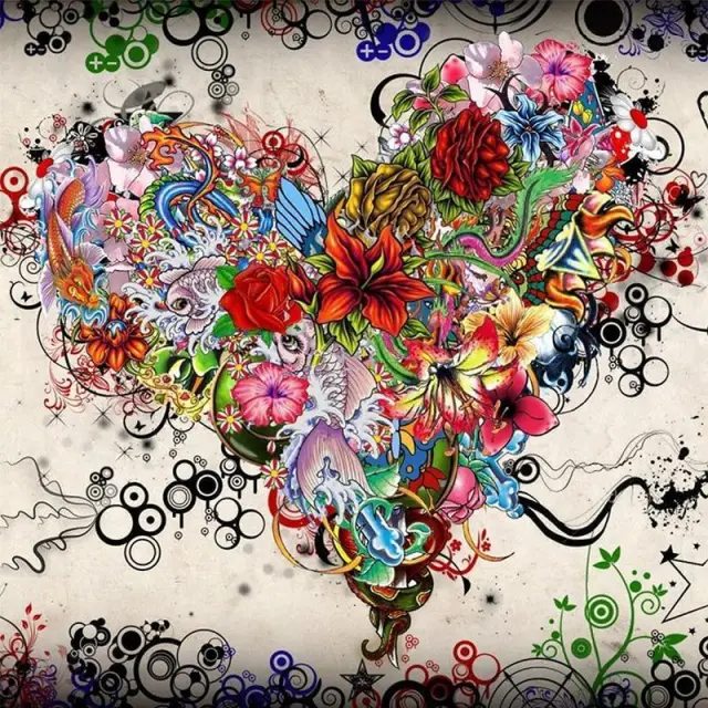 5D Diamond Painting Herz aus Blumen Love - Shop at LoveMi