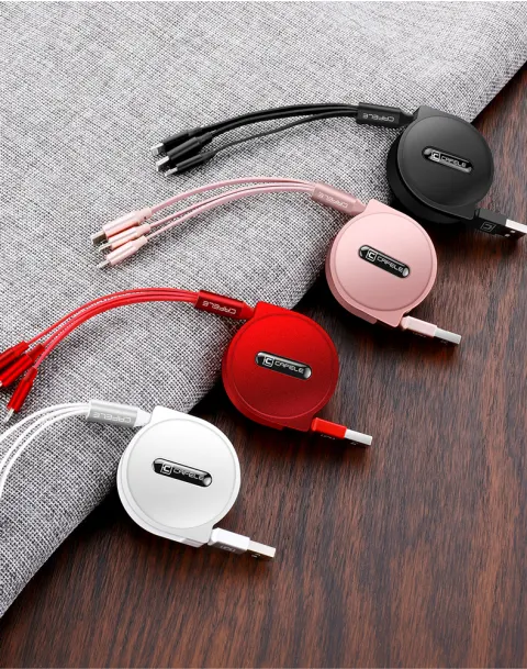 Telescopic Three-in-one Charging Line Mobile Phone Multi-function Multi-head