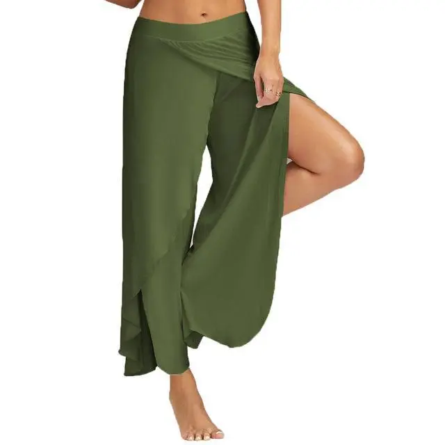 Wide Leg Split Harem Pants Army Green - Shop at LoveMi