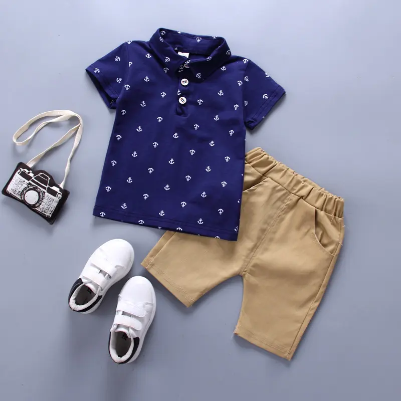 Anchor Printed Boy Boy Suit Korean Short Sleeve Spring