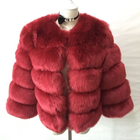 S 3XL Mink Coats Women Winter New Fashion FAUX Fur Coat Elegant Thick Warm Outerwear Fake Fur Jacket Chaquetas Mujer Wine Red - Shop at LoveMi