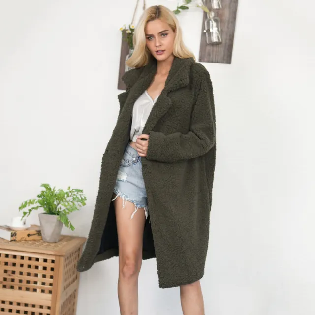 Winter Lambskin Faux Fur European and American Fashion Urban Casual Coat Jacket Army Green - Shop at LoveMi