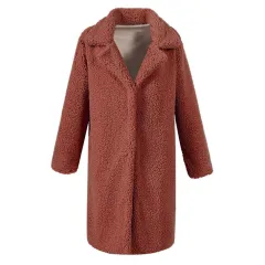 Winter Lambskin Faux Fur European and American Fashion Urban Casual Coat Jacket - Red - View 1