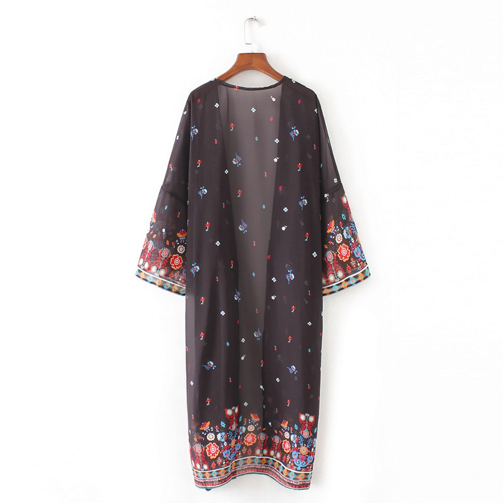 Europe and the United States spring and summer new women's wholesale beach wind star printing chiffon sunscreen shirt cardigan