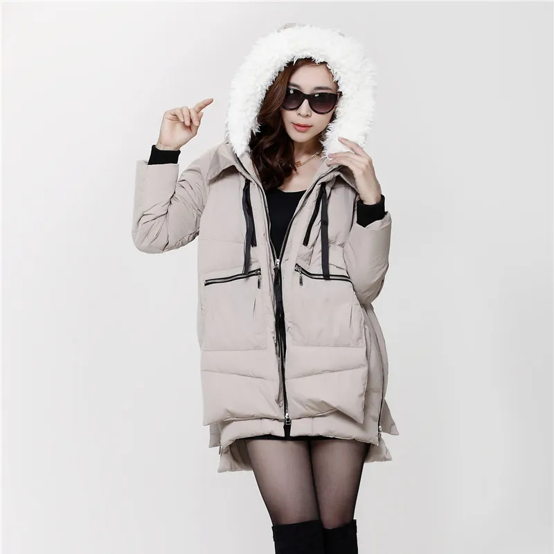 M-5XL Winter Women Parkas Coats Female Jacket Plus Size Thickening Wadded Casual Loose Pregnant Women Thick Coat Outwear - Khaki