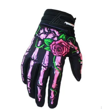 Motorcycle riding gloves Bicycle long finger gloves outdoor sports autumn and winter models Ghost claws all refers to sports outdoor Pink - Shop at LoveMi