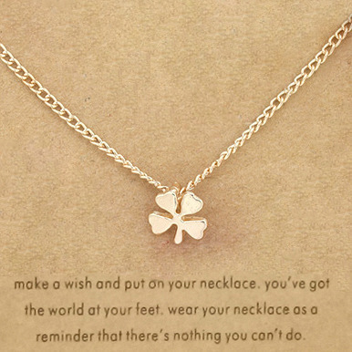 Four-leaf clover alloy clavicle fish bone short necklace