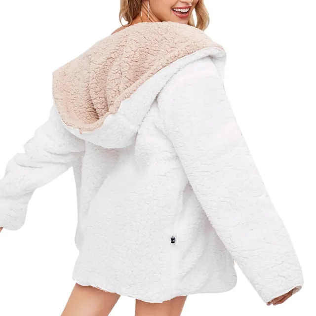 Hooded lamb fur coat loose texture female coat White - Shop at LoveMi