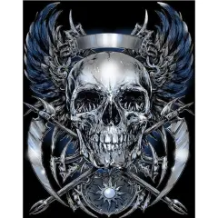 XXL - 5D Diamond Painting - Totenkopf Silber Mit Kreuz - 60X80Cm - View 1