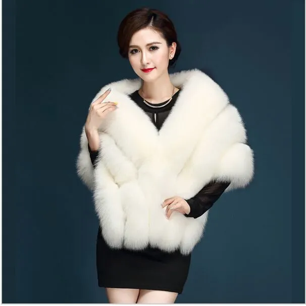 Autumn And Winter New Fox Fur Silver Fox Fur Coat Shawl Cape Female White - Shop at LoveMi