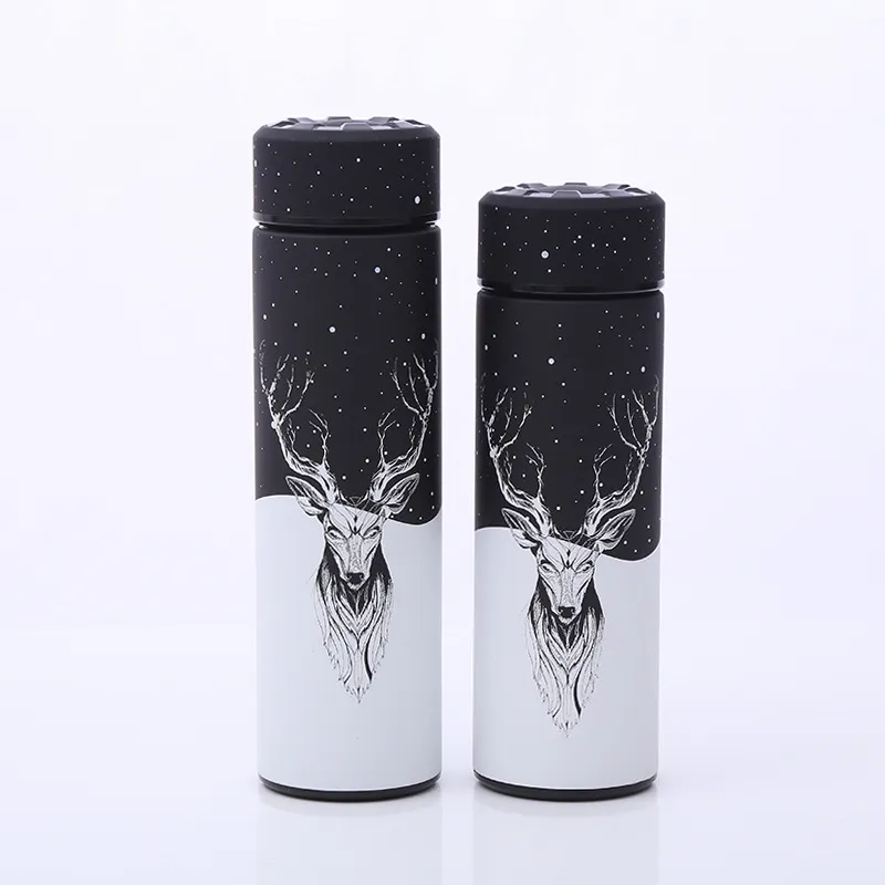 Stainless steel mug starlight deer gift cup - Black And White