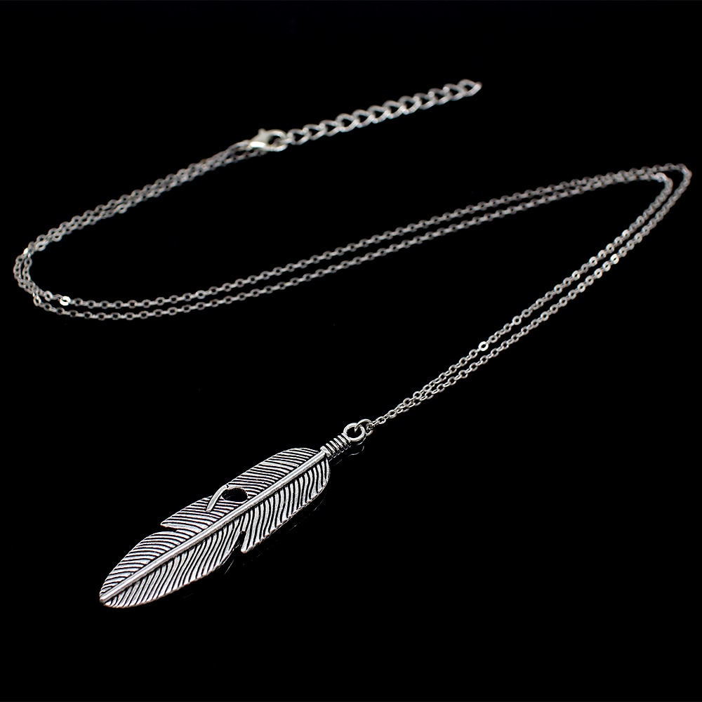 Simple feather necklace leaves long sweater chain clothing