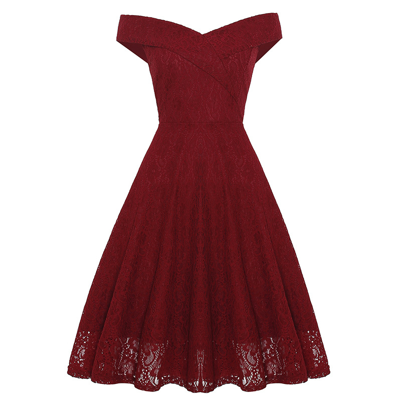 One-shoulder lace dress