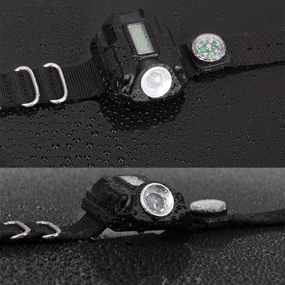 LED watch flashlight flashlight portable light USB charging 4 mode light tactical flashlight time display with compass - Image 7