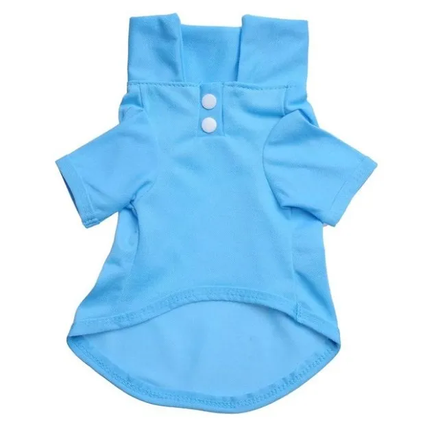 Pet Clothes Dog Solid color Polo Shirt Apparel Lapel Costume Dog Clothes T shirt Casual Puppy Suit Cotton Clothes Cozy Shirt Blue - Shop at LoveMi