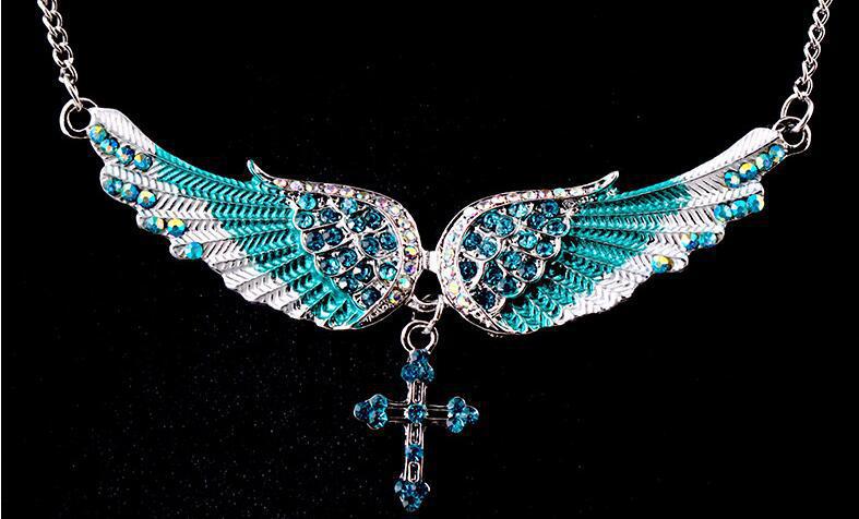 Angel Wings Wings Pendant Necklace Cross Long Sweater Chain