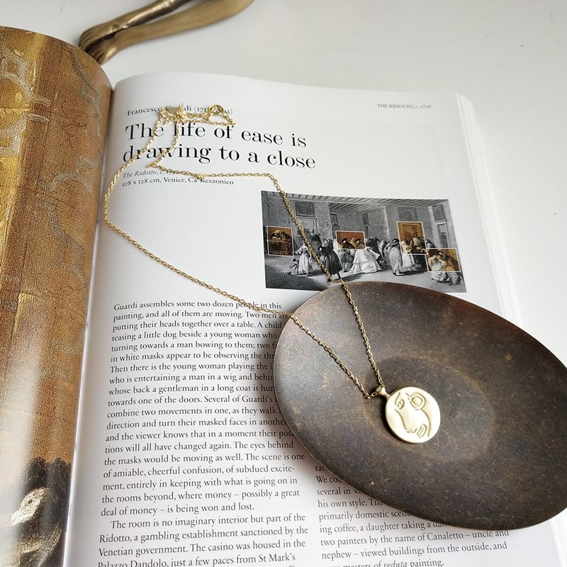 LouLeur 925 Sterling Silver Art Abstract Face Pendant Necklace Gold Round Fashion Design  Necklace For Women Fine Jewelry