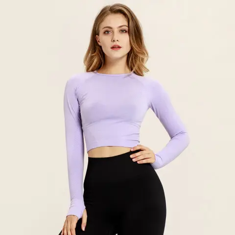 Seamless Yoga Shirts for Women Vital Long Sleeve Crop