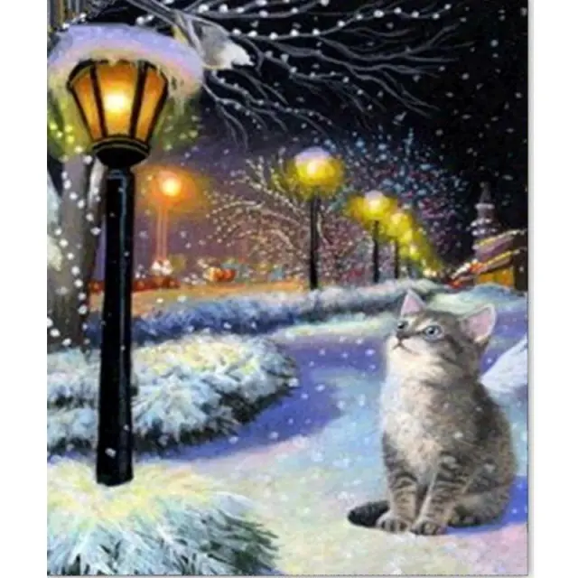 5D Diamond Painting Katze im Schnee 30X40Cm - Shop at LoveMi