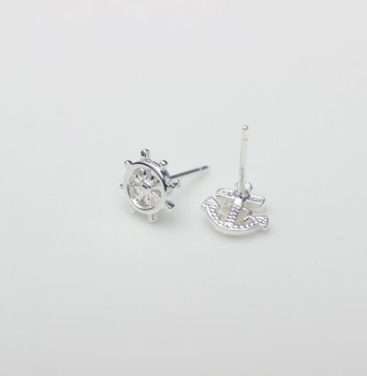 S925 silver earrings anchor earrings