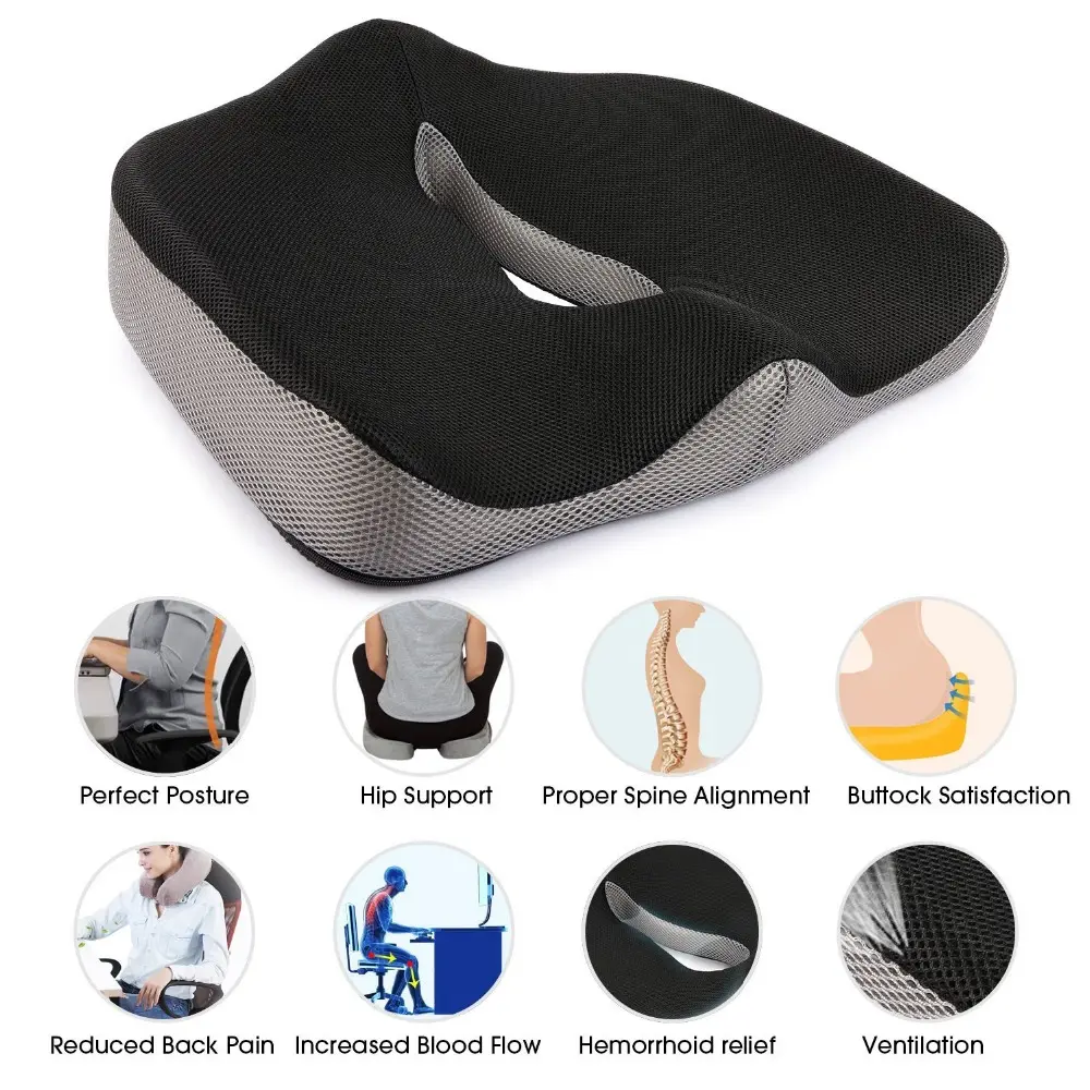 Coccyx Orthopedic Comfortable Memory Foam Chair Car Seat Cushion