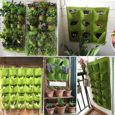 Wall Mount Hanging Planting Bags Home Supplies Multi Pockets