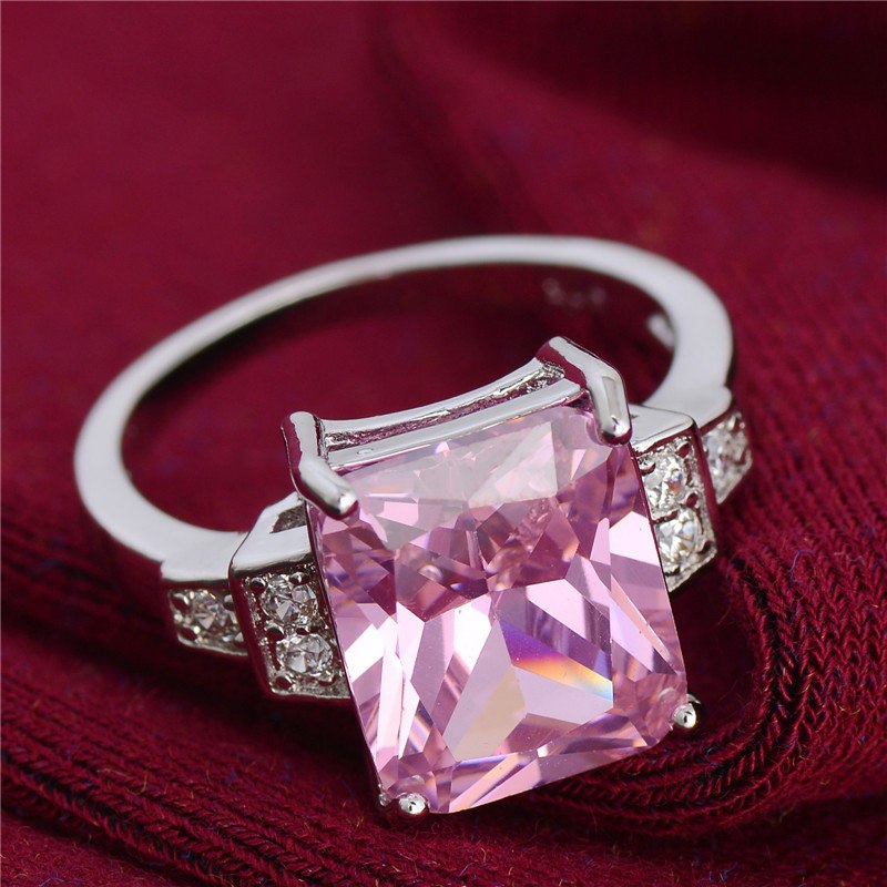 Coloured agate ring with AAA zircon rhodium-plated ring